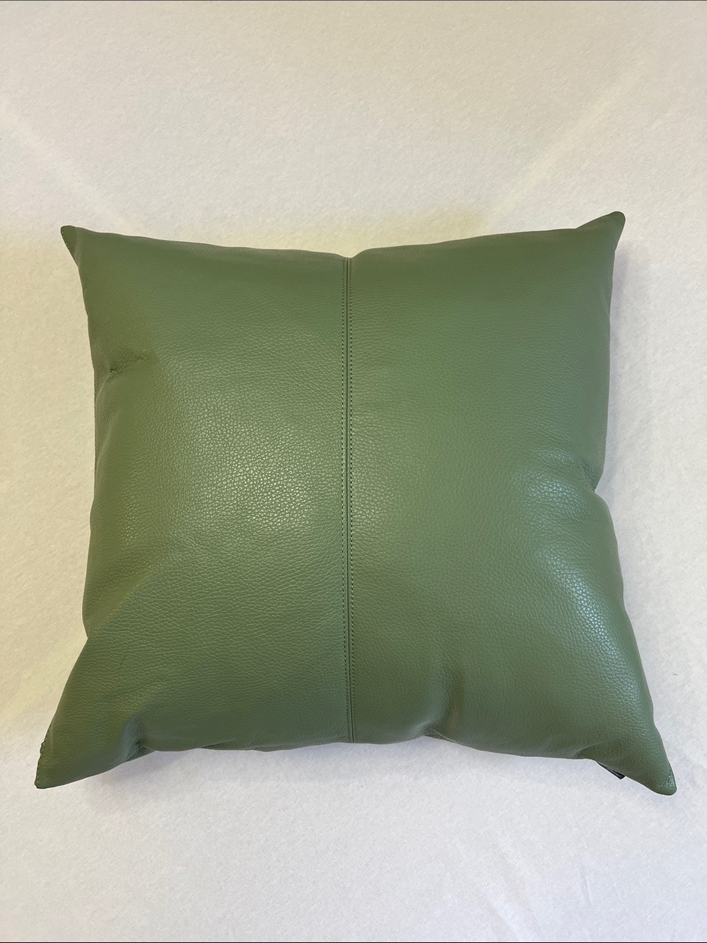 GARUGLIERI FIRENZE Green Italian Leather Throw Pillow 20x20 Duck Feather Fill